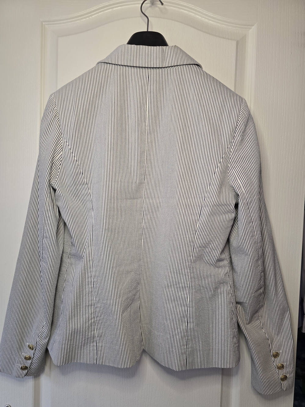 Dalia Collection Blue & White Pinstripe Blazer - Picture 3 of 4